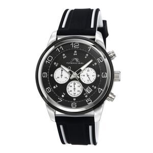 Porsamo Bleu Arthur Men's Chronograph Black Silver Silicone Quartz Wrist Watch